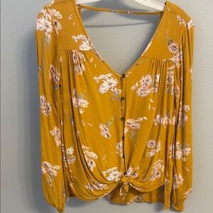Billabong Floral Mustard Women's Top XS